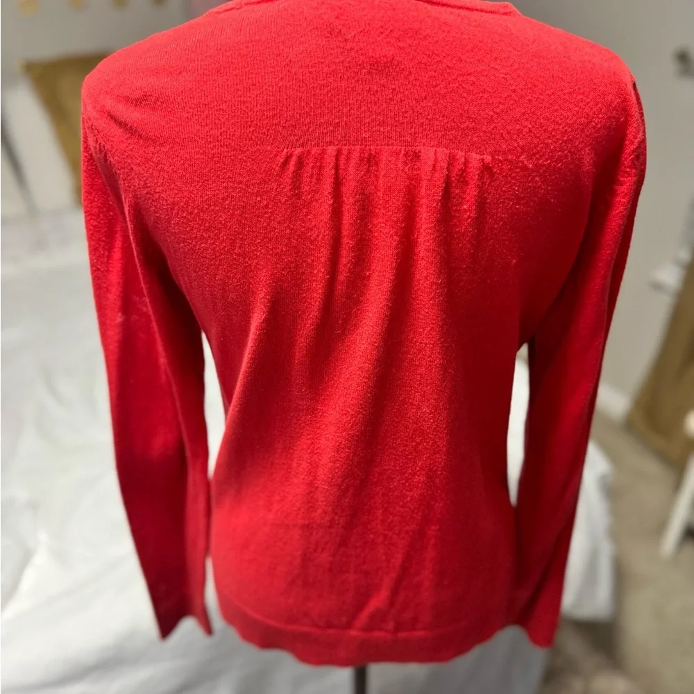 LOFT Bright Red Long Sleeve Cardigan – Size S - Picture 2 of 4